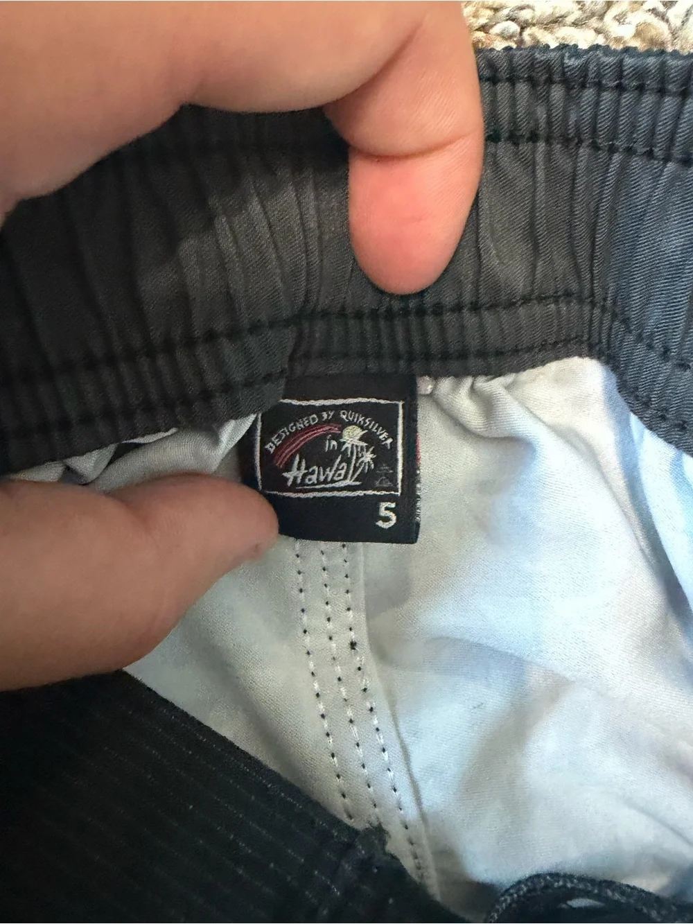 Quiksilver Black and Light Blue Swim Trunks